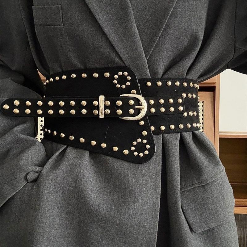 Stylish Rivet Waist Belt Adjustable PU Leather Corset For Women And Men Contemporary Waist Cincher Fashion Accessory
