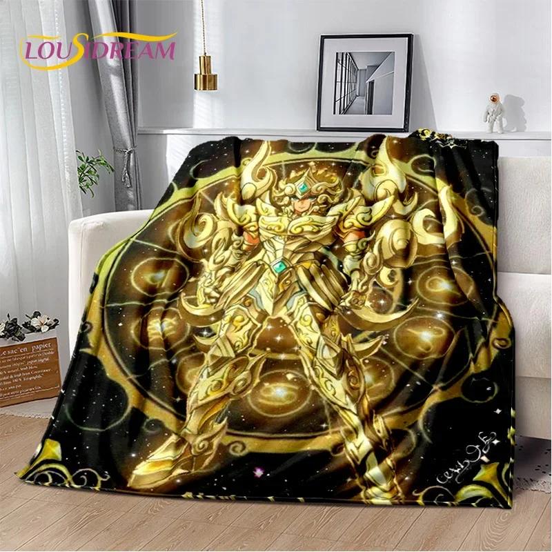 Animacinis Saint Seiya 3D Retro Anime HD Minkšti pledai, Šiltas flanelinis pledas piknikui, lovoms, sofai, namams, miegamajam, dovanos vaikams