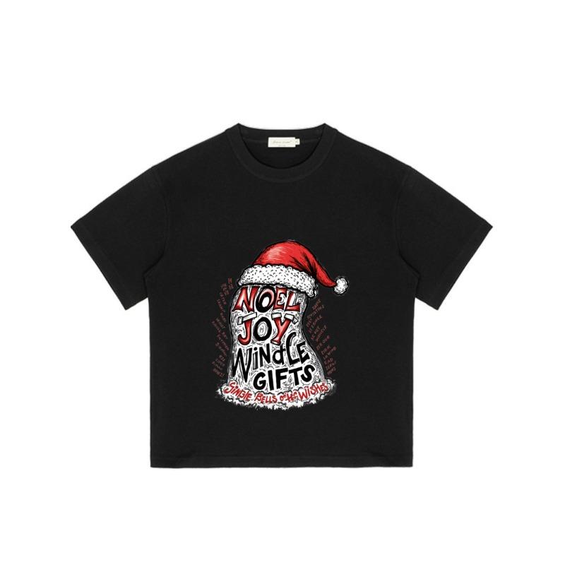 Christmas T-Shirt Black Noel Joy Winkle Gifts Santa Hat Print For Holiday Season
