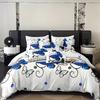 Ensemble de literie papillon bleu et floral Impression 3D Housse de couette Taie d'oreiller Respirant Sans plis Pour décoration de chambre