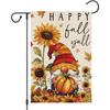 Happy Fall Y'all Gnome Garden Flag 12x18 Double-Sided Autumn Retro Pumpkin Sunflower Yard Flags for Thanksgiving Rustic Seasonal Outside Outdoor Decor