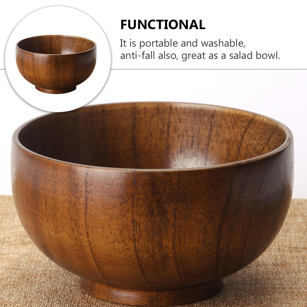1Pcs Wood Salad Bowl 12x6.7cm Natural Thickened Creative Fruits Bowl Multipurpose Home Food Basin Snack Dessert Container