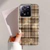 Brown Lattice Grid Pattern Girls Phone Case for Xiaomi 13T 14T 11 Lite NE Poco X5 M6 Pro X6 X7 X3 Pro NFC C65 C61 M5S Back Cover