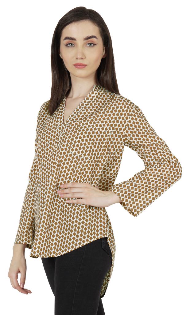 Inkmeso Stylish Printed Full Sleeves Casual Top For Women Comfy Basic Summer Tee