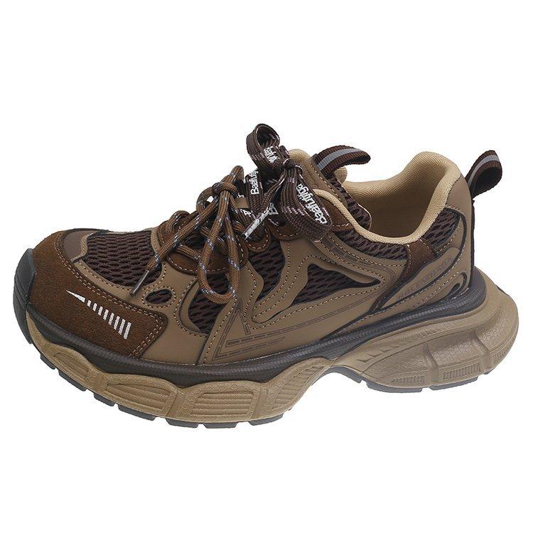 Autumn little monster new 2025 khaki caramel casual niche retro foreign style sports dad casual shoes women