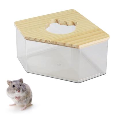 Hamster Toilet, Corner Installation, Clear Design, Space Saving, No Sand Scattering, with Lid, Fully Washable