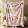 Sanrio Birthday Flannel Blanket Soft Cozy Plush Throw Kawaii Hello Kitty Sofa Bed Cover Office Nap Shawl Travel Camping Blanket
