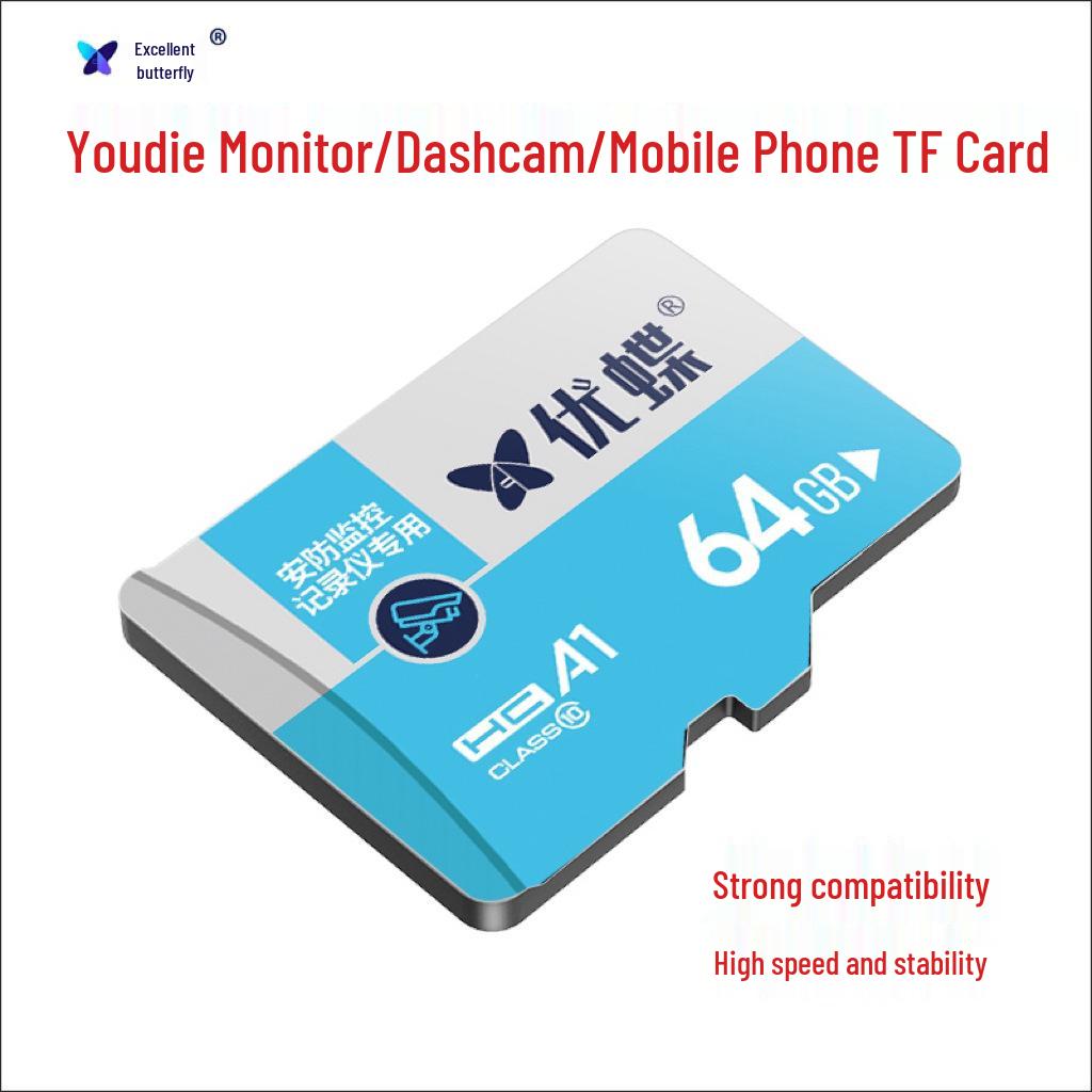 Карта памяти Youdie: 32 ГБ для компьютеров/камер, 64 ГБ для видеорегистраторов, 128 ГБ высокоскоростной памяти для мониторинга (TF карта). 32GB