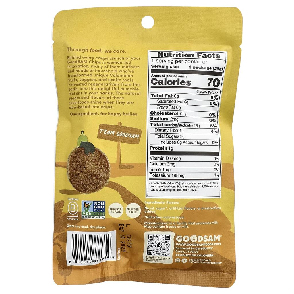 GoodSam PBC, Small Farms™, Crispy Crunch Chips, Banana, 0.7 oz (20 g)