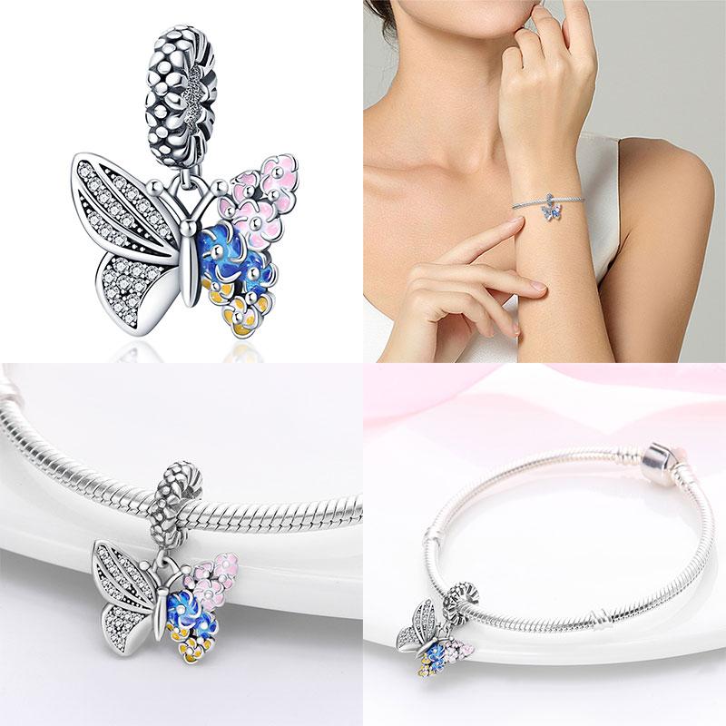 Fit Charms Fororiginal Bracelets 100%Copper Luminous Butterfly Series Beads Diy Jewelry Making For Women Gift