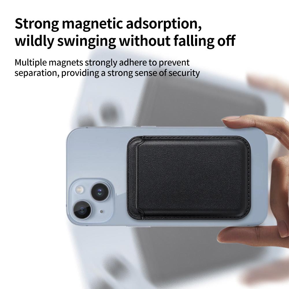 Single Ring Magnetic Card Holder for iPhone 12-16 Series PU Leather Slim Attachment