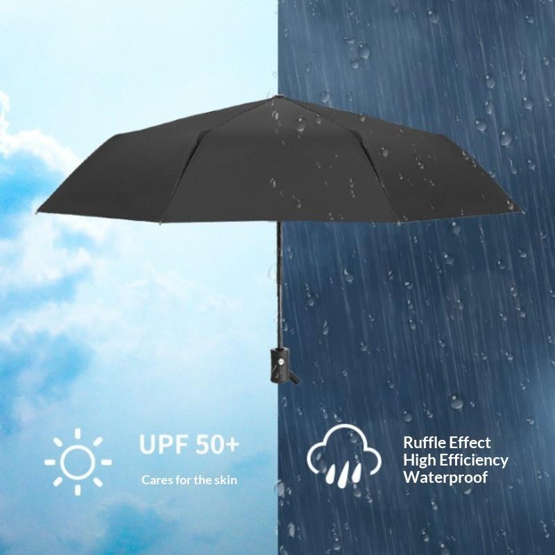 Auto Open Close 8 Rib Folding Umbrella Lightweight Sun Rain Dual Use Parasol for Women Travel