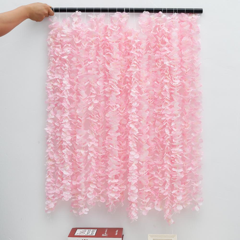 

20Pcs Artificial Flowers Hanging Garland Vine Rattan Fake Flower String Silk Wisteria For Home Wedding Party Decoration 1M розовый