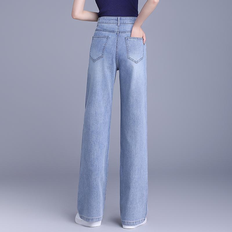 Denim wide-leg pants women's new heavy industry embroidery hot diamond drape spring and summer thin pants