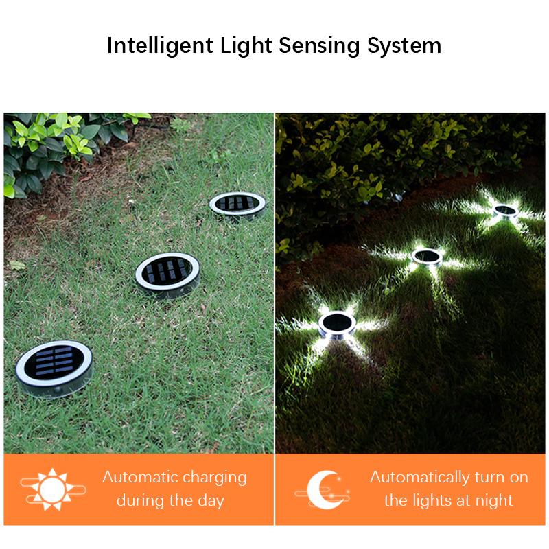4Pack Solar Night Light, Waterproof Outdoors Underground Lamp,360° LED Floor Lights for Garden,Yard,Lawn,Balcony Decor