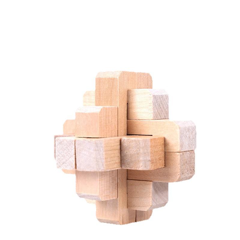 Custom Large Beechwood Luban Lock Puzzle - Mortise and Tenon Intelligence Unlock Toy with Sample Drawing and Labeling Available