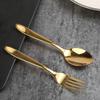 Gold Stainless Steel 6-Piece Cutlery Set: Steak Knife, Fork, Dessert Spoon, Coffee Spoon - Ideal for Western Cuisine and Hotels