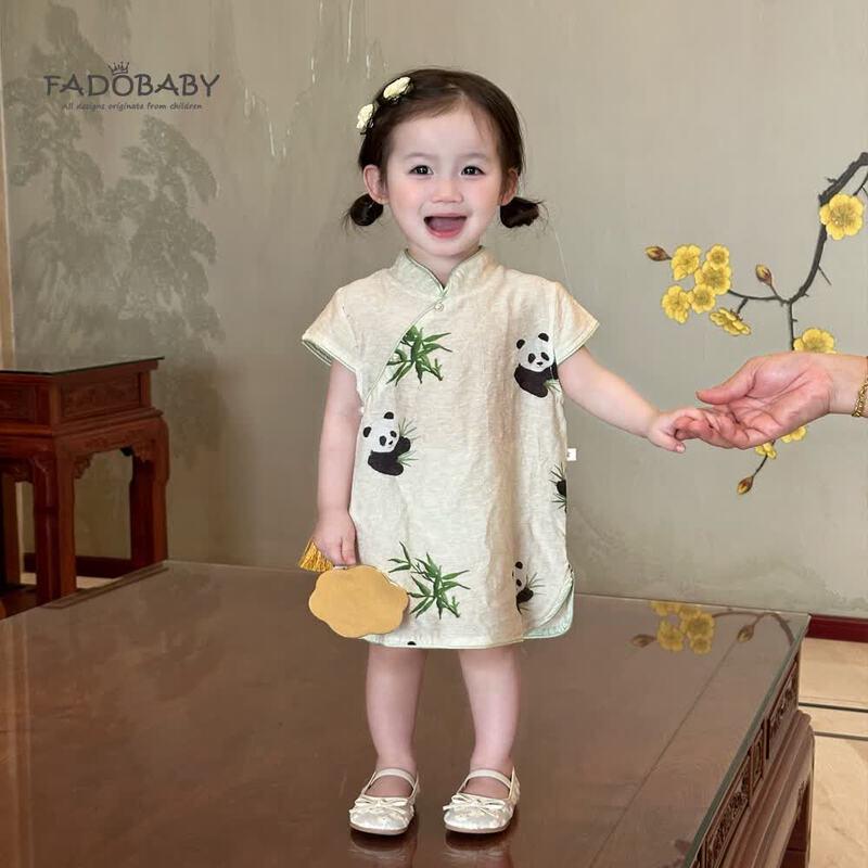 FADOBABY Girls  Summer Panda Qipao Dress 90