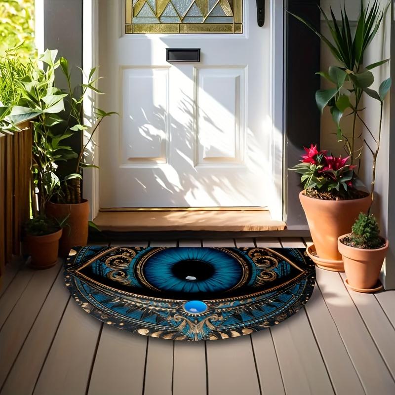 Vintage Evil Eye Semi Circle Doormat Luxury Embossed Pattern Non Slip Entrance Mat Indoor Outdoor Home Decor Rug