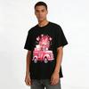 Romantic Heart Rose Vintage Truck Print Casual Top Pure cotton T-shirt
