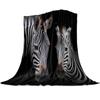 Animal Zebra Black and White Stripes Pattern Flannel Throw Blanket  Soft Lightweight Warm Cozy Kid Adult Travelling Camping Gift