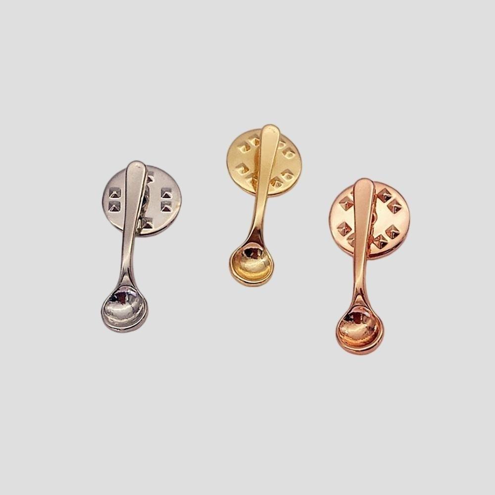 Cute Design Coffee Spoon Lapel Pins Small Size Metal Badges Fashion Spoon Brooch Denim Jackets