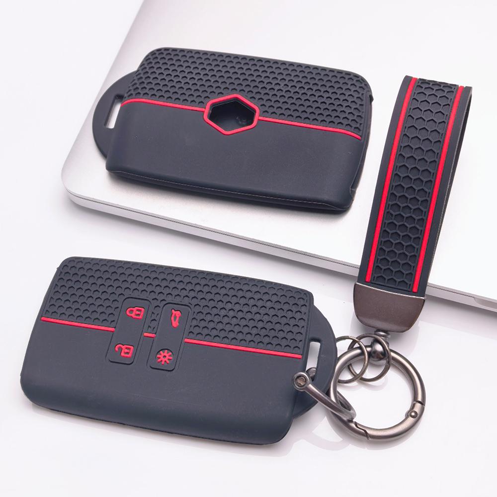 Key Case Cover for Renault Koleos Kadjar Megane Talisman Espace Captur Clio Scenic with Keychain Anti-Scratch Surface Shockproof Structure