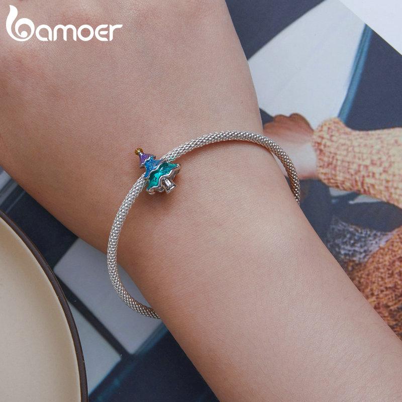 Bamoer 925 Silver Heart of the Sea Charms Christmas Star Moon Wedding Beads For Women Fit DIY Bracelet Necklace Jewelry