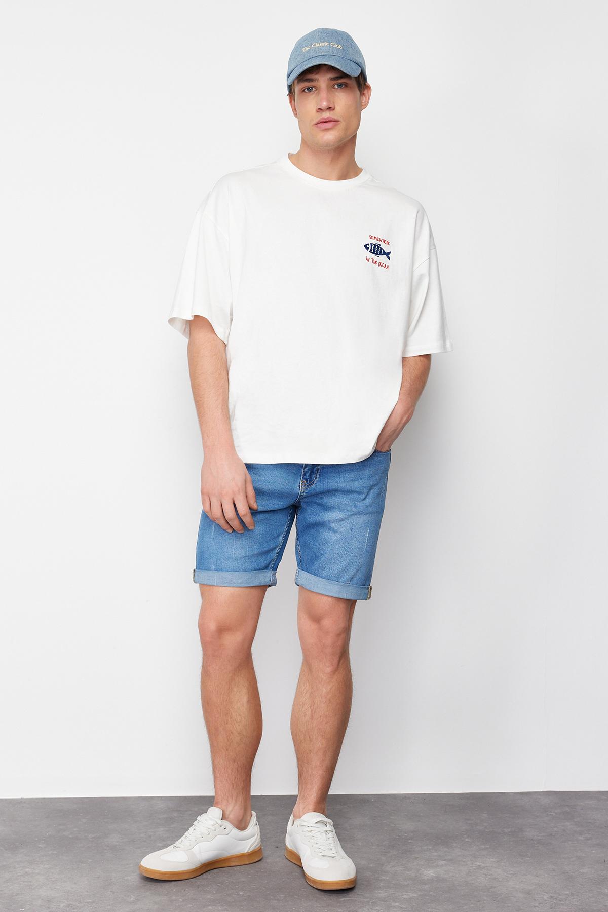 

Men s Fashion New Shorts & Bermuda Blue Slim Fit Rake Destroyed Denim Shorts 29 аліса синього кольору