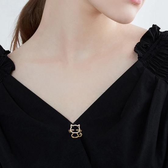 Brooch Pin, Cat Face Collar Clip with Sparkling Rhinestones, Easy No-Needle Installation Brooch for Shirts V-Neck Cardigans Scarves Embellishment