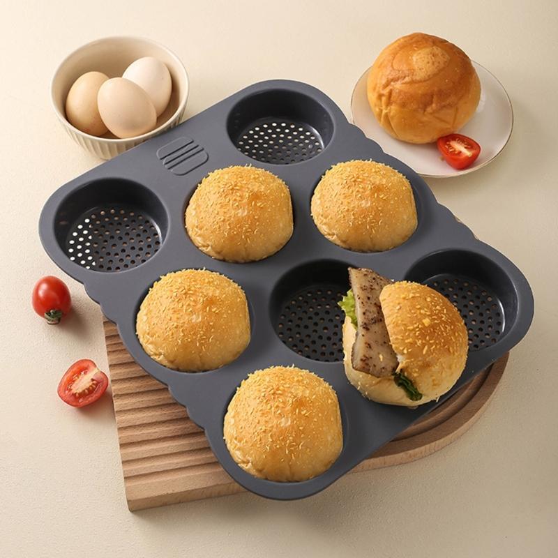 Elastomer 8 Hole Baking Extent Flexible Permanent Not Toxic Cast For Homebrewed Breads Rolls A0KF