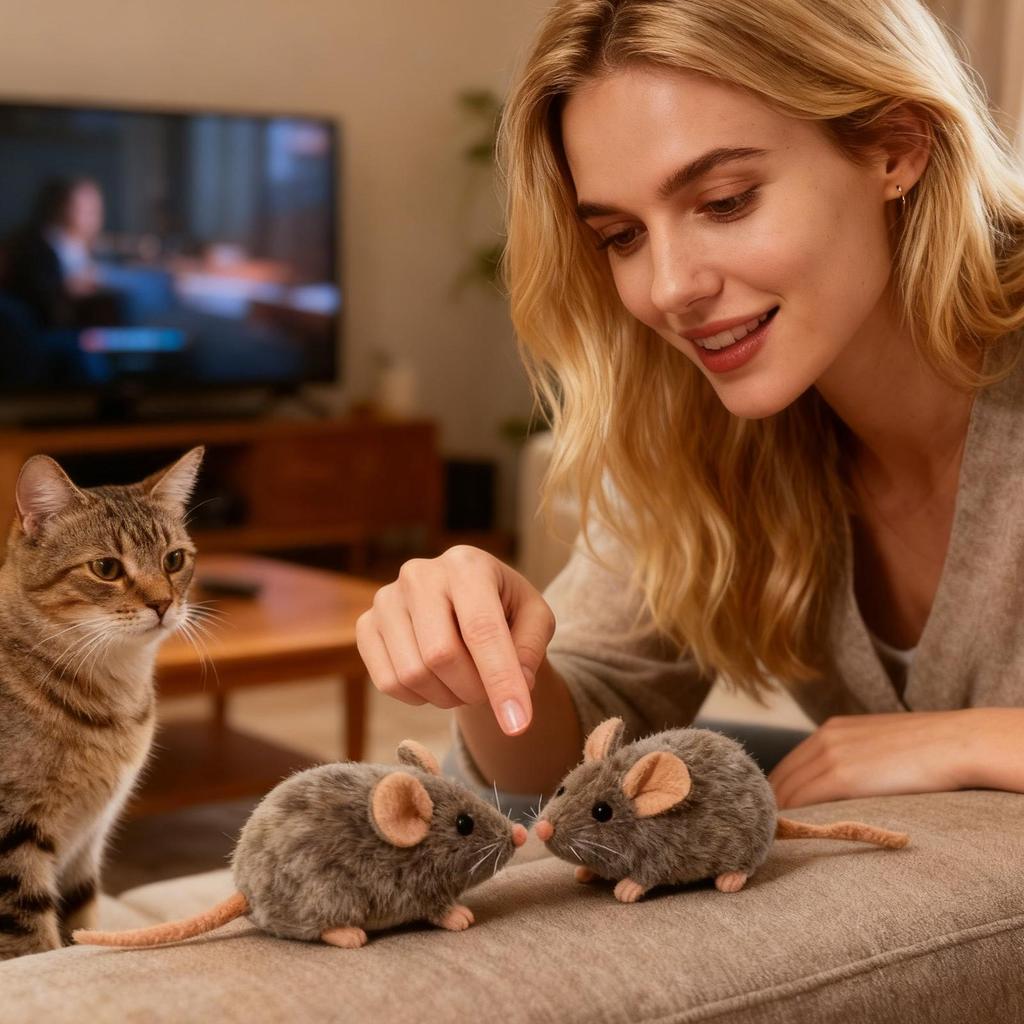 2 Pezzi Giocattolo da Masticare per Gatti Interattivo Realistico Topo Squittente Giochi per Animali Domestici Giocattolo da Masticare per Gattini per Simulazione di Caccia Graffiare Mentale