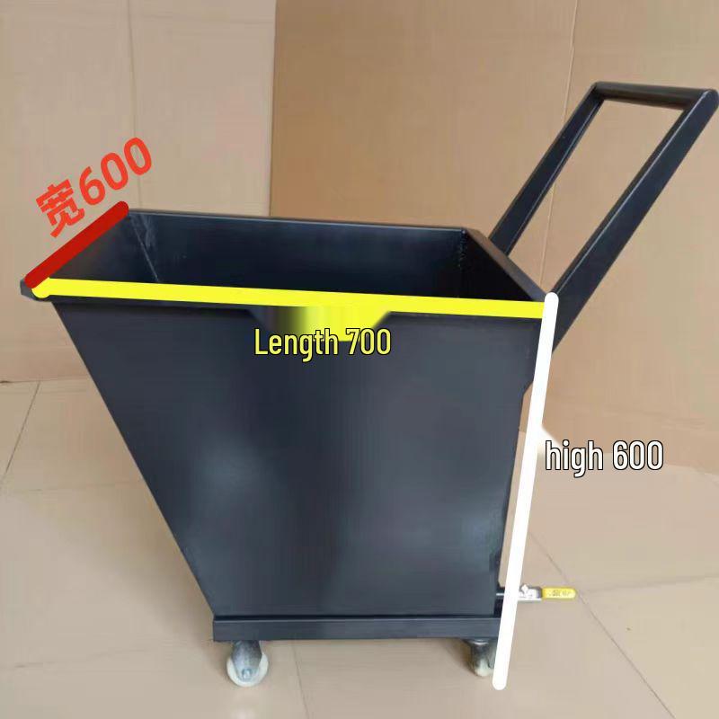 Chip Collection Cart: Handcart Machine Tool Conveyor, Iron Chip Hopper, Tipping and Waste Material Pusher.