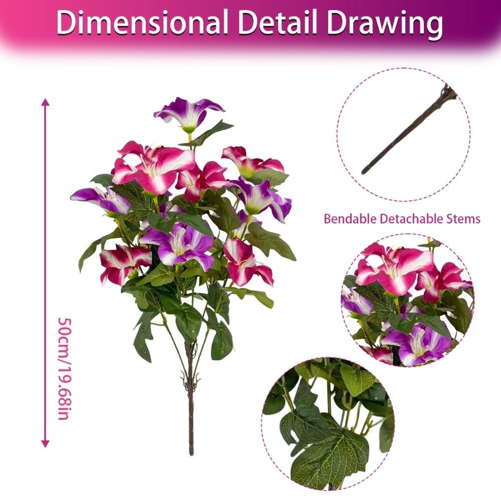 Weatherproof Artificial Morning Glory Flowers Silk Material Faux Petunia Flowers  Hanging Basket
