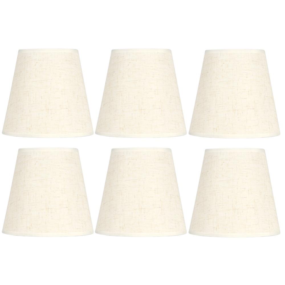 

6PCS Elegant Beige Color Cloth Lamp Shades Metal Cloth PVC Clip On Fabric Lamp Covers Mini Lampshades Bedroom бежевий