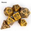 7 Pcs Orange Dragon Metal Dice Solid Metal Polyhedral Dice Set Suitable for Role-Playing RPG  Board Game Card Game