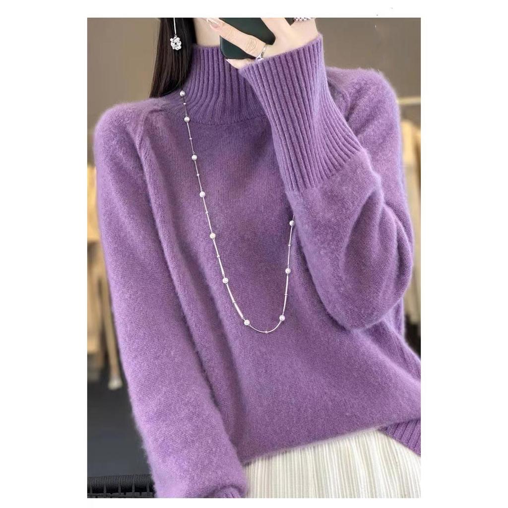 Necked Cashmere Sweater Women Autumn Winter Slit Lazy Sweater Soft