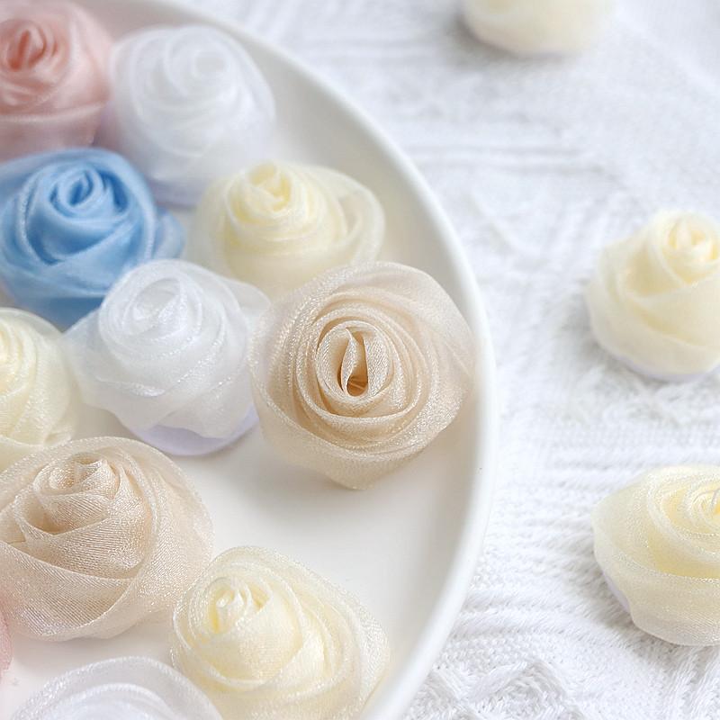 1Pcs Chiffon Artificial Flowers Heads 1CM Fake Flower for Home Decor Wedding Decoration Bridal Clothing Crafts Gifts Accessory