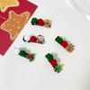 2024 Christmas Candy Color Acrylic Snowman & Tree Kids' Hair Clips with Pom-pom Bells