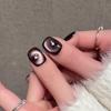 Xiaohongshu Dazzling Fireworks Crescent Purple Cat Eye Press-On Nails