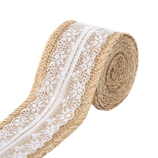 Handmade Retro Clear Texture Burlap Lace Roll Natural White Lace Jute Canvas Roll Home Supplies
