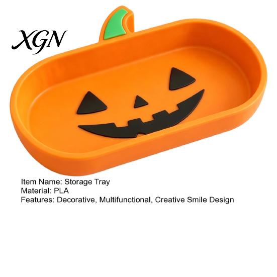 Halloween Home Decor 3D Printed Pumpkin Glasses Storage Tray, Decorative Desktop Organizer Tray for Sunglasses Keys & Jewelry, Themed Entrance Key