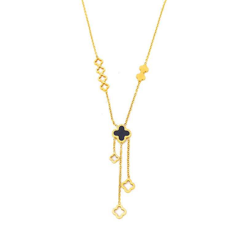 Exquisite 18K Gold-Plated Titanium Steel Necklace - Women's Clavicle Chain Jewelry, Fade-Resistant