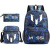 Mochila Escolar Estampada Messi Macy Kit 3 Peças Estojo Casual Bolsa de Ombro Mochila