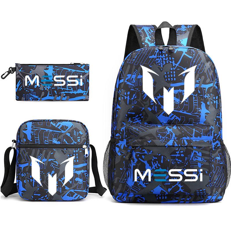 Messi Macy Printed School Bag 3-Piece Casual Pencil Bag Shoulder Bag Backpack