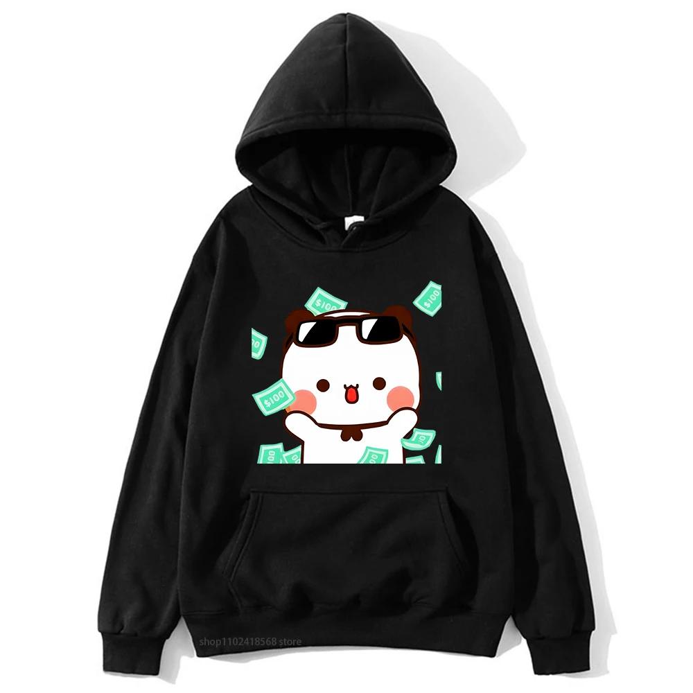 Men's hooded sweatshirt with Bubu and Dudu cartoon print, a fashionable and casual hip-hop style top for autumn and winter Harajuku fashion.