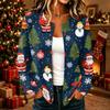 Dames Kerstprint Lange Mouwen Gebreide Vest Knopen aan de Voorkant Casual Trui
