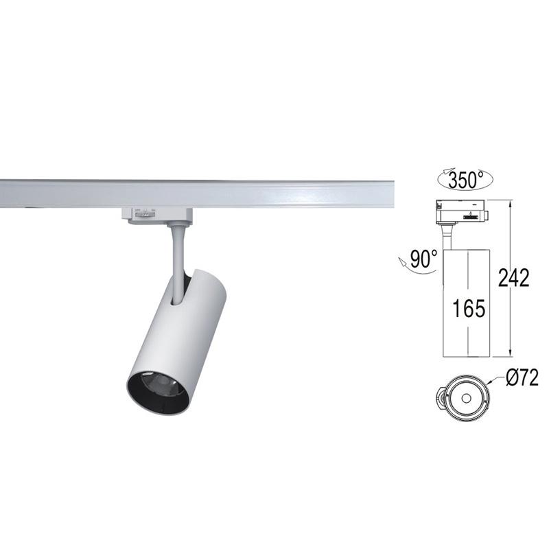 Aluminum White Body High CRI LED Rail Light COB Adjustable Spotlight for Jewelry Shop Art Museum Wall Painting Lighting