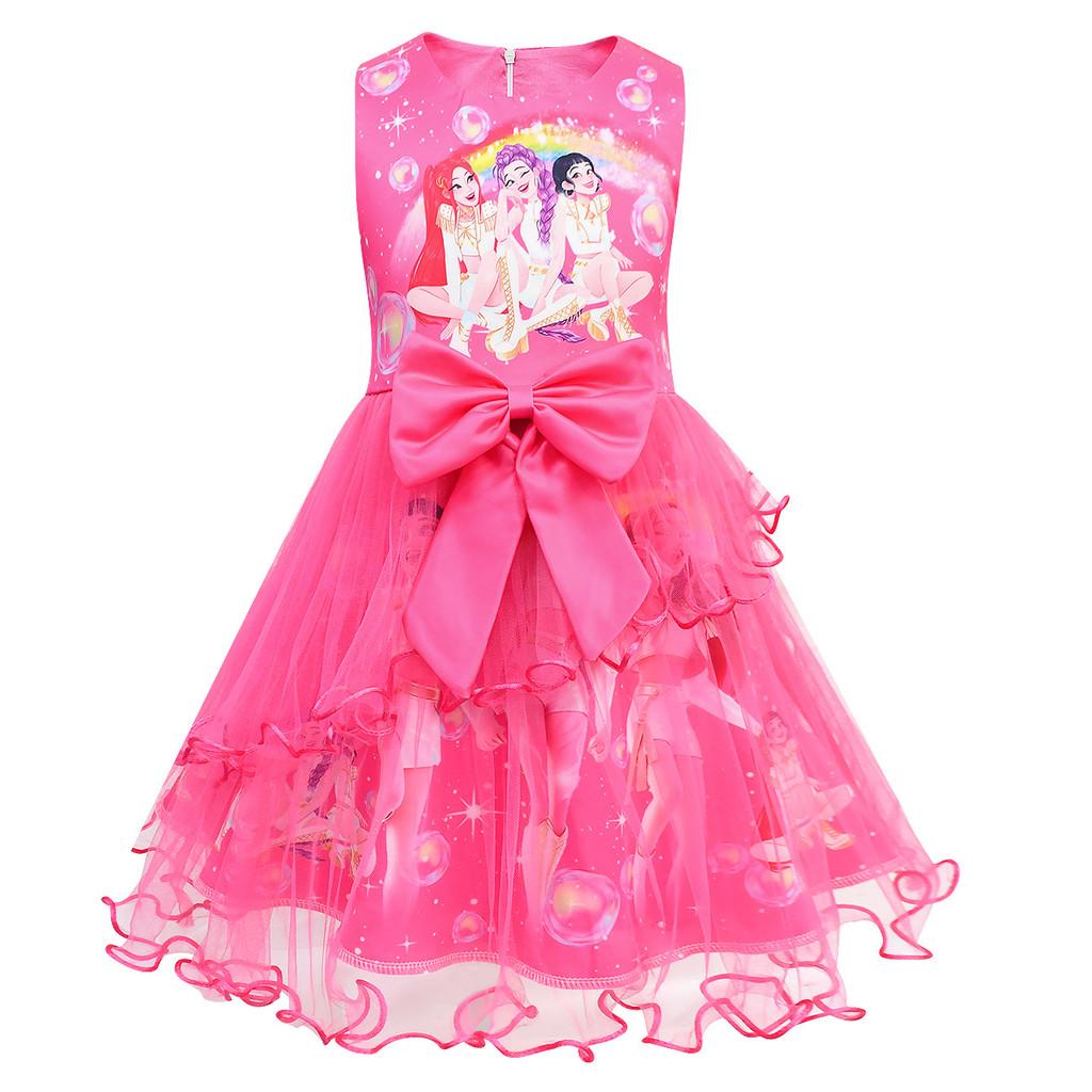 82994 Kid Girls Kpop Demon Hunters Rumi Zoey Mira Mesh Dress