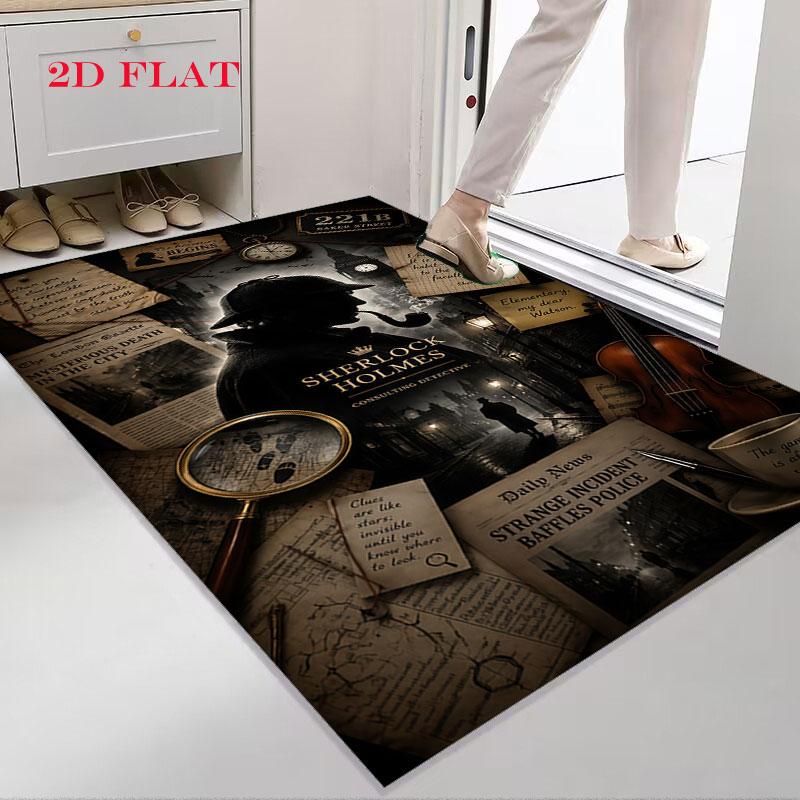 Sherlock Holmes Carpet Rug for Living Room Bedroom Home Sofa Decoration,Kids play Nonslip Floor Mat